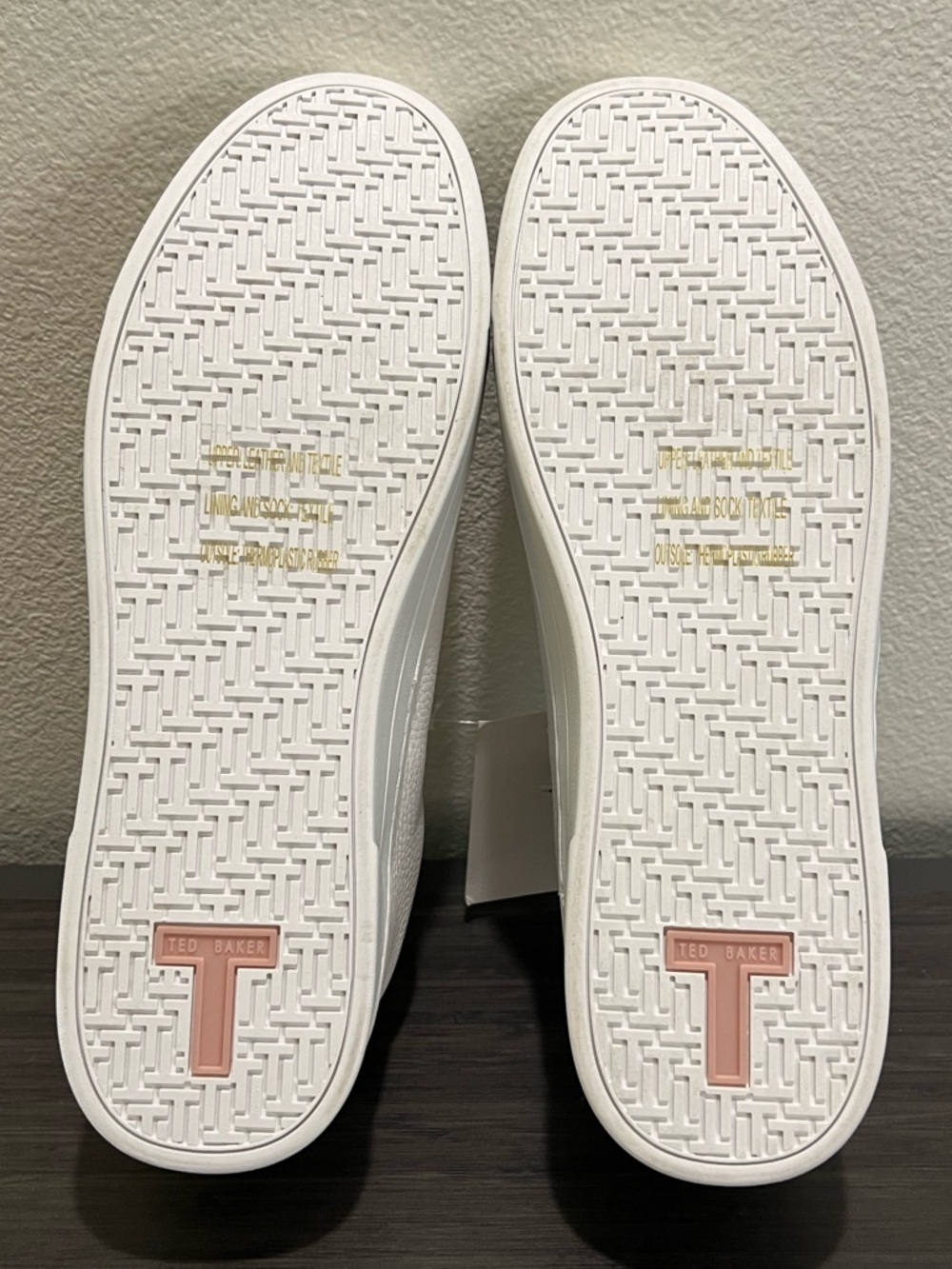 Ted Baker Leather Sneakers Women’s Size 11 White Pink Gold Stripe New Classic - Picture 8 of 9